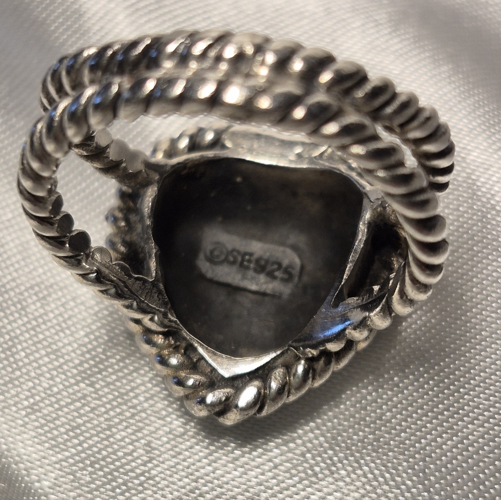 Twisted Rope STERLING Silver Heart Ring. CHUNKY Size 6.5 - Picture 5 of 8